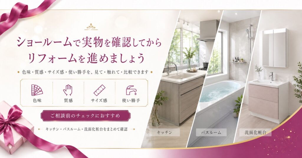 ショールームで商品を確認してからリフォームを進めましょう