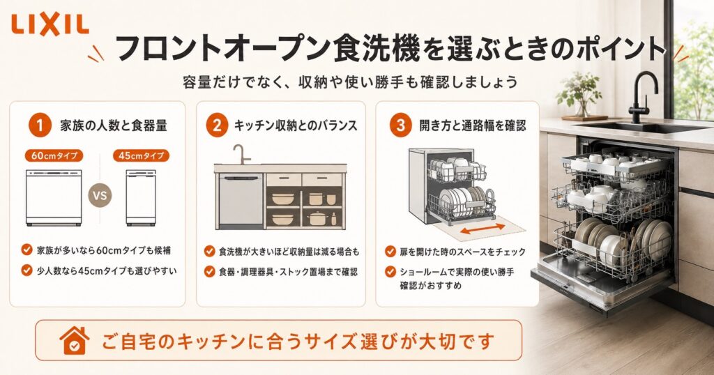 フロントオープン食洗機を選ぶときのポイント